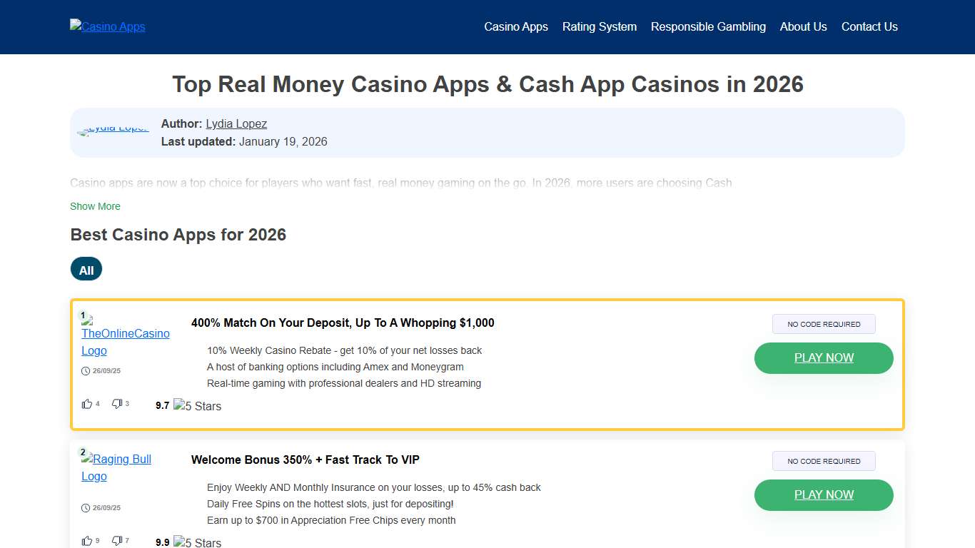 Best Real Money Casino Apps & Cash App Casinos for Fast Payouts 2026